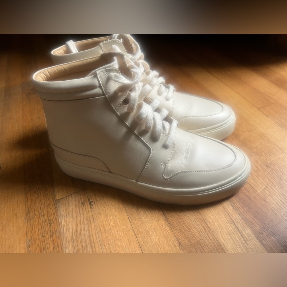 Nisolo Reina High Top Sneaker Bone White Womens Size 7 Mexico Leather Upper - Picture 3 of 7